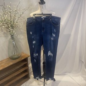 KanCan Distressed Skinny Jeans Women’s 2XL Size 16-18 Dark Washed Blue Stretch D